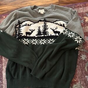 St. John's Bay Gray and Green Crewneck Sweater